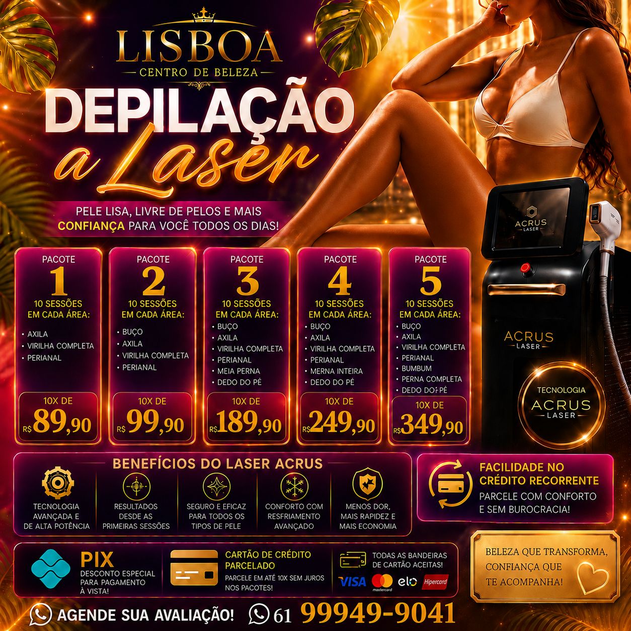 Panfleto Oficial Depilação a Laser - Pacotes Completos 10 Sessões